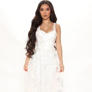 White Bridal Jumpsuit with Lace Skirt Size 2/4